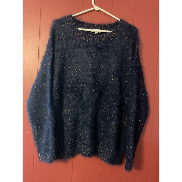NEW Davi & Dani Size Large Blue Fuzzy Sweater - Picture 7 of 13